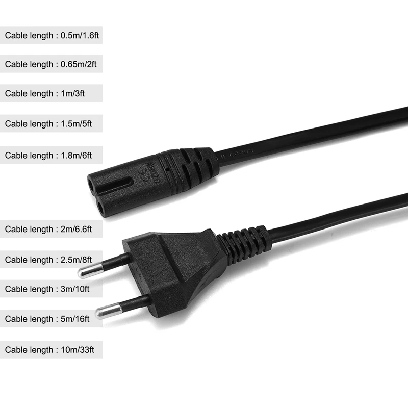 TV Power Cable Cord 0.5/1/1.5/2/5/10m C7 Power Cable Extension Cord For Samsung PC Monitor XBOX Battery Charger Sony LG TV Radio