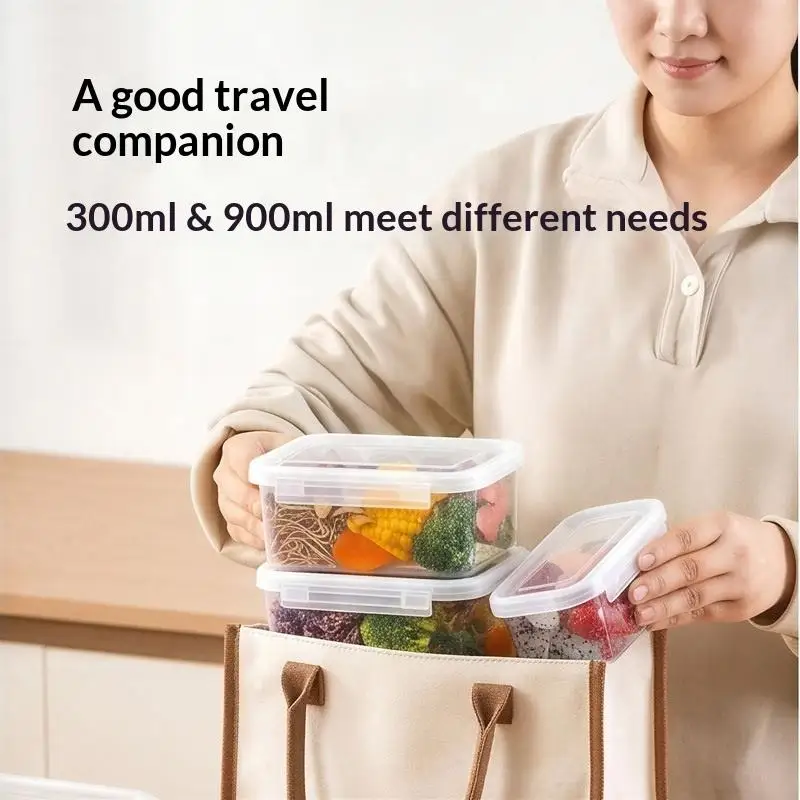 Portable Food Storage Box With Single Snap-On Cover Compartments For Sub-Packed Meat Onion Ginger Refrigerator Freezer Organize