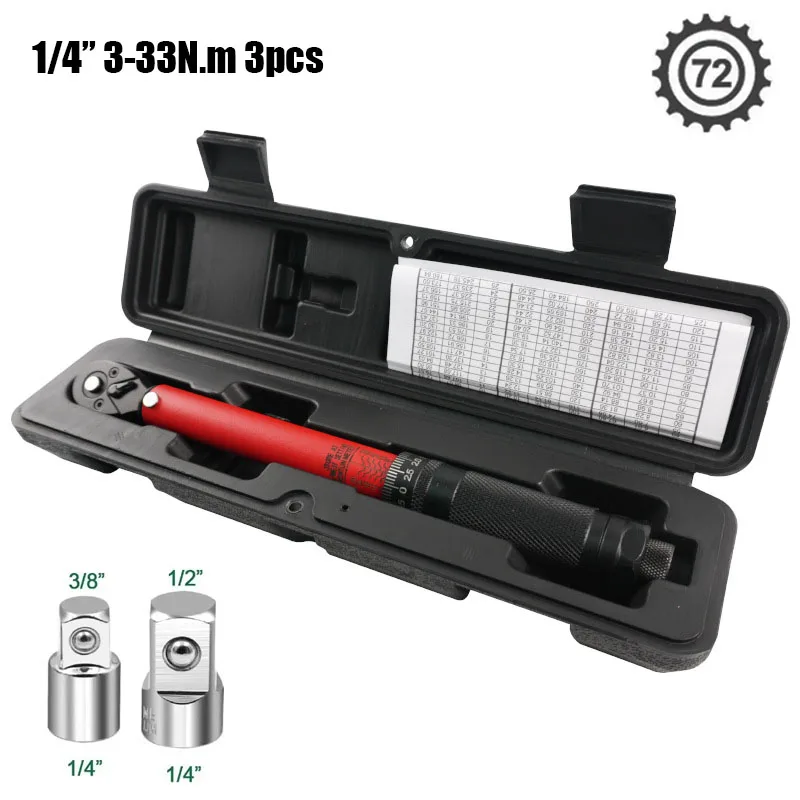 72T Drehmomentschlüssel 1/2'' 3/8'' 1/4'' Vierkantantrieb Voreingestellter Fahrrad-Drehmomentschlüssel Zweiwege-Ratsche Auto Fahrrad Kfz-Handwerkzeuge – Detail 19