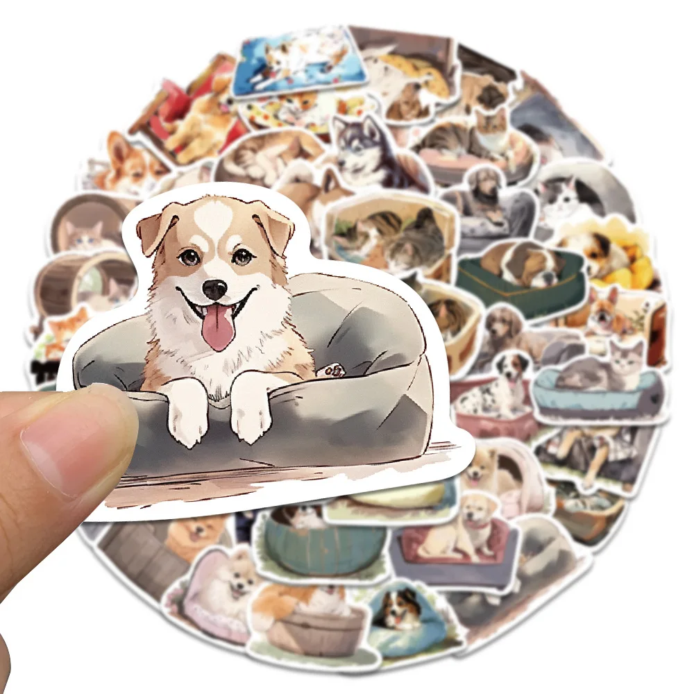 50PCS Nette Haustier Tier Komfortable Hund Katze Aufkleber Cartoon Aufkleber Laptop Notebook Telefon Kühlschrank Dekoration Aufkleber Spielzeug