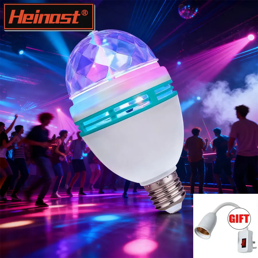 

Multicolor Stage Effect Lighting Atmosphere Rotating E27 Light Bulb Automatic Disco KTV DJ Magic Ball Lampe Dancing Home Party