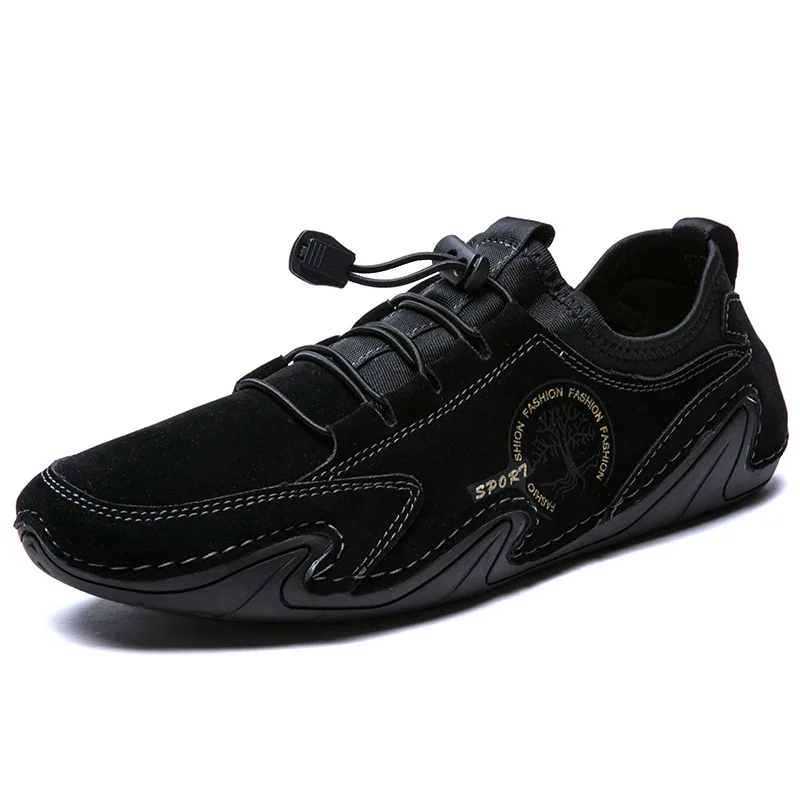 Men Casual Shoes Leather Fashion Men Sneakers Handmade Breathable Mens Loafers Boat Shoes Plus Size 38-48 Driving Shoes image 4