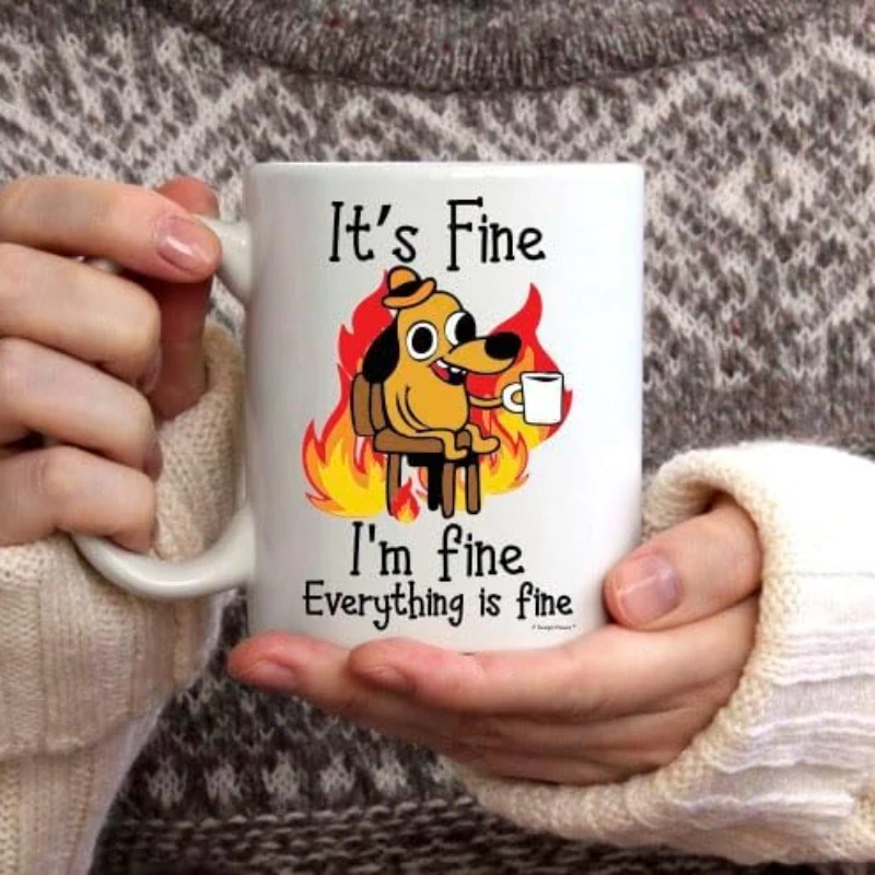 1szt 11oz It\'s Fine Funny Puppy Coffee Mug Tea Cup Coffee Cup Śmieszne prezenty urodzinowe dla kobiet i mężczyzn Kubek ceramiczny Spersonalizowany