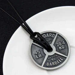 Weightlifting Plate Barbell Dumbbell Pendant Men\\\'s Fitness Gym Necklace Weightlifting Bodybuilding Jewelry Accessories