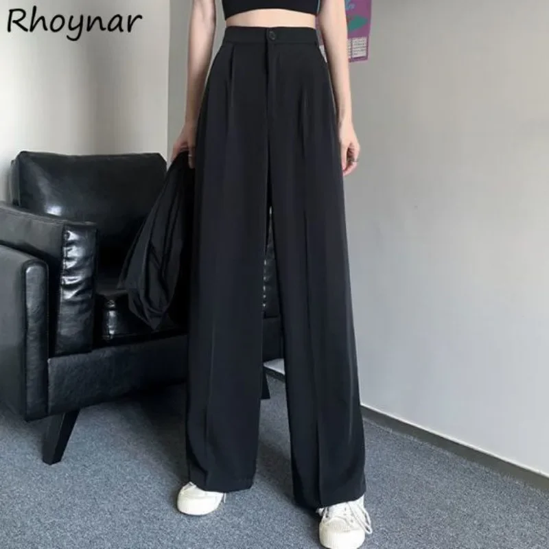 M-3XL Wide-leg Pants Women Solid High Waist Loose All-match Korean Fashion Drape Casual Female Spring Trousers Y2k Popular Ins