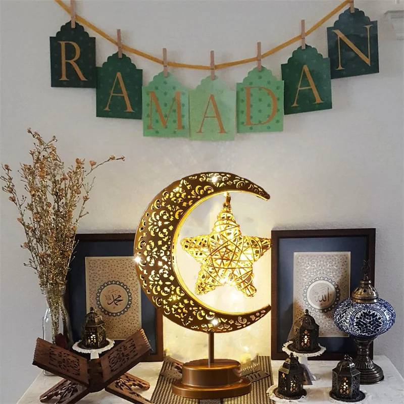 1PCS Homeleo Rustic Moon Lamp For Ramadan Decorations Lampu Raya Hari Raya Decoration
