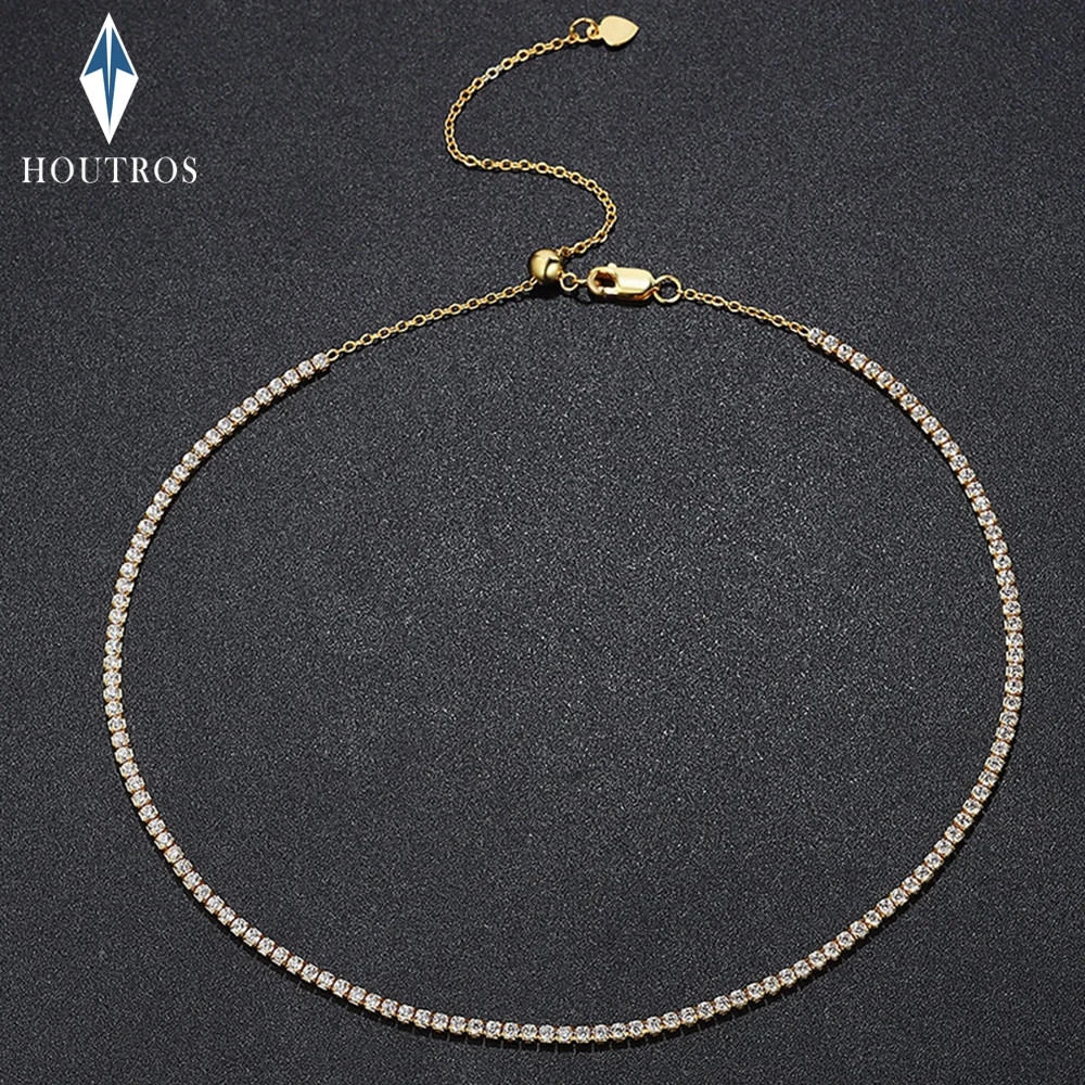 moissanite colar gargantilha de tenis para mulheres colares ajustaveis prata s925 corrente banhada a ouro 18k joias para casamento cor d mm 01