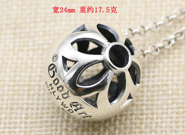 925 sterling silver personalized round flower necklace pendant for women, simple and retro handmade creative collarbone chain ne