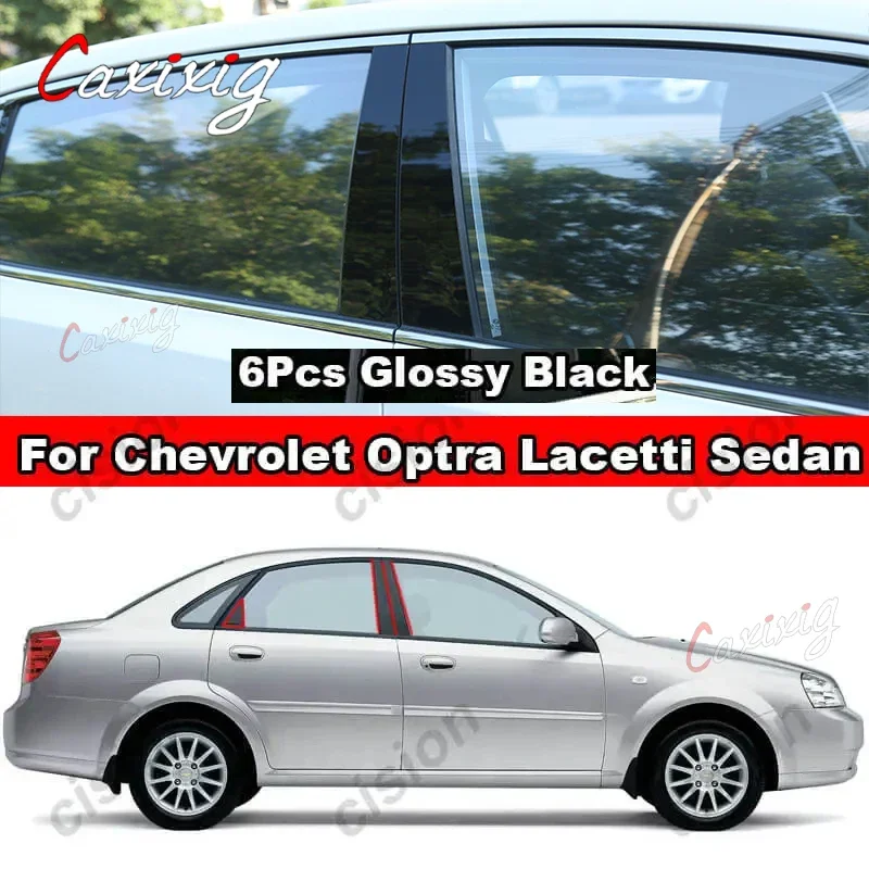 6Pcs Carbon Fiber Black Car Door Window Column B C Pillar Post Cover Trim Sticker For Chevrolet Optra Lacetti Daewoo Nubira Viva