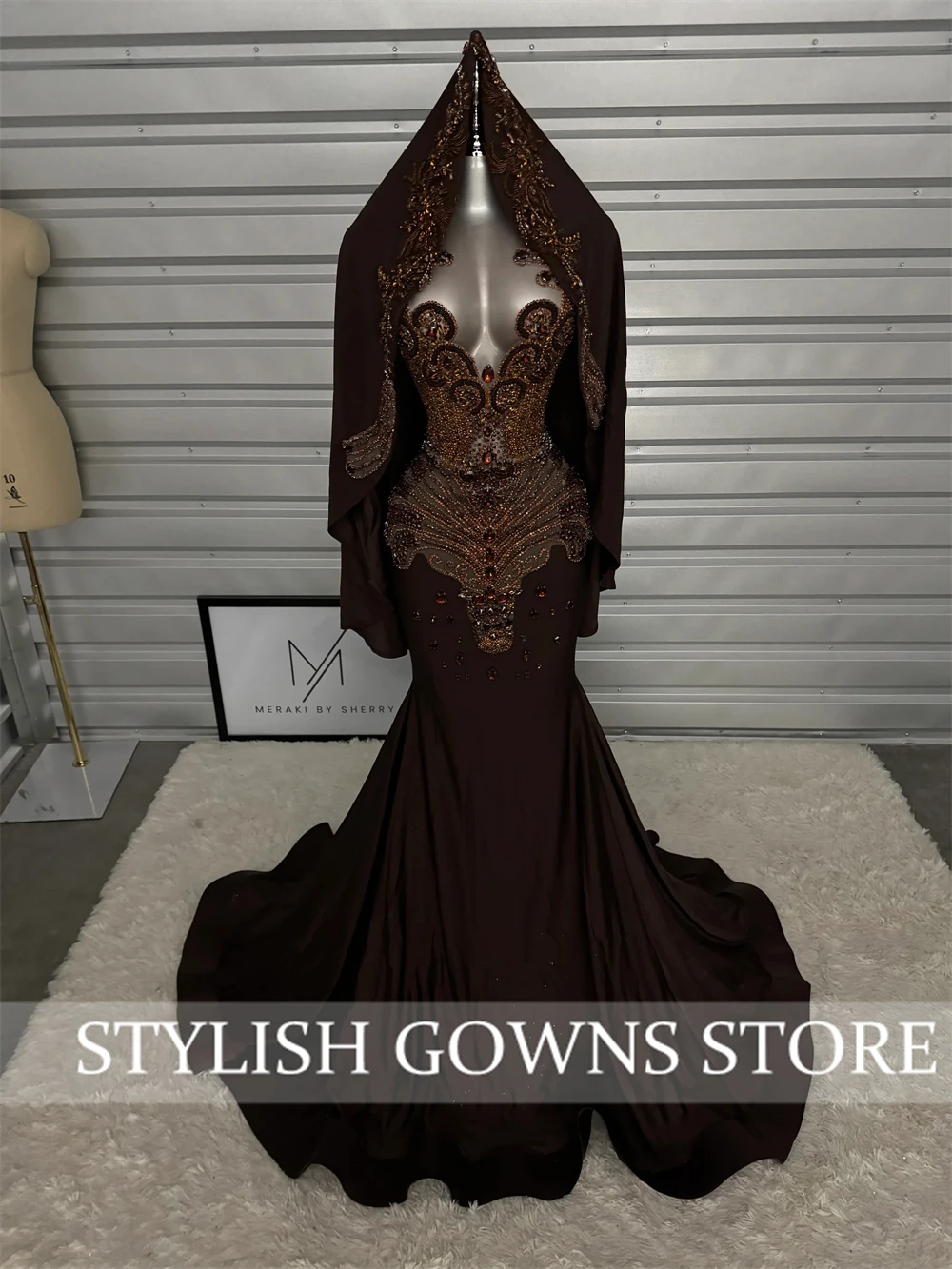 2027 Elegance Rhinestone Brown Prom Dress 2026 Customized Gems Diamonds Black Girls Evening Gown Aso Ebi Wedding Party Dress