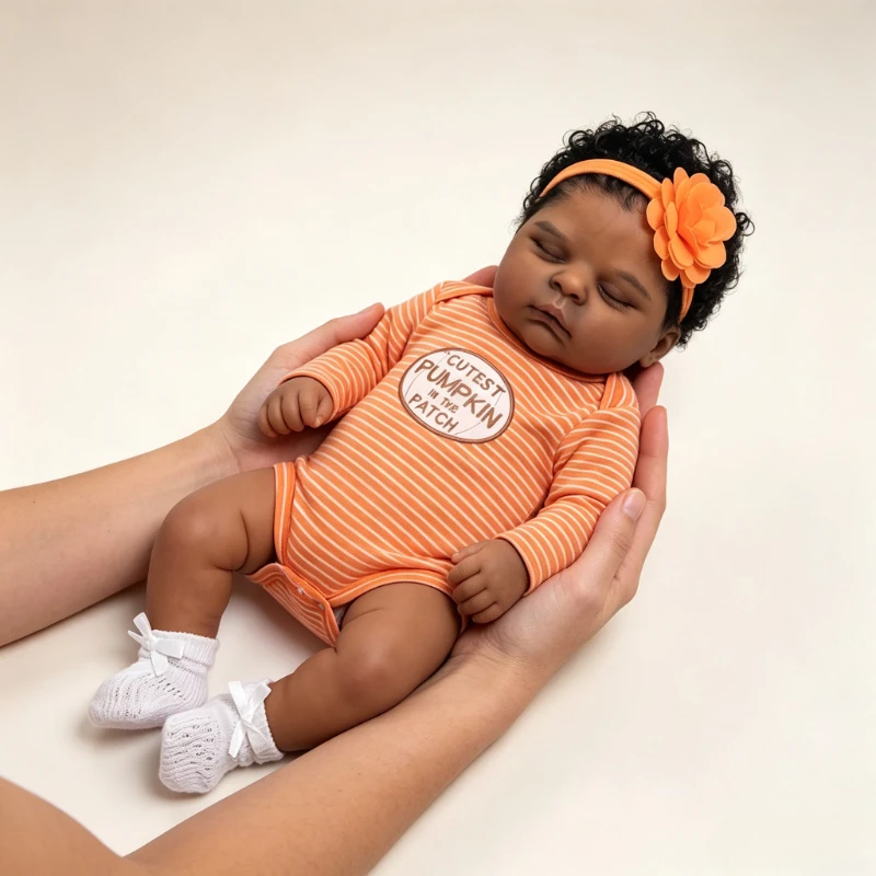 48cm-dark-skin-cotton-body-sleeping-doll-peaches-with-rooted-black-afro-curly-hair-silicone-vinyl-dolls