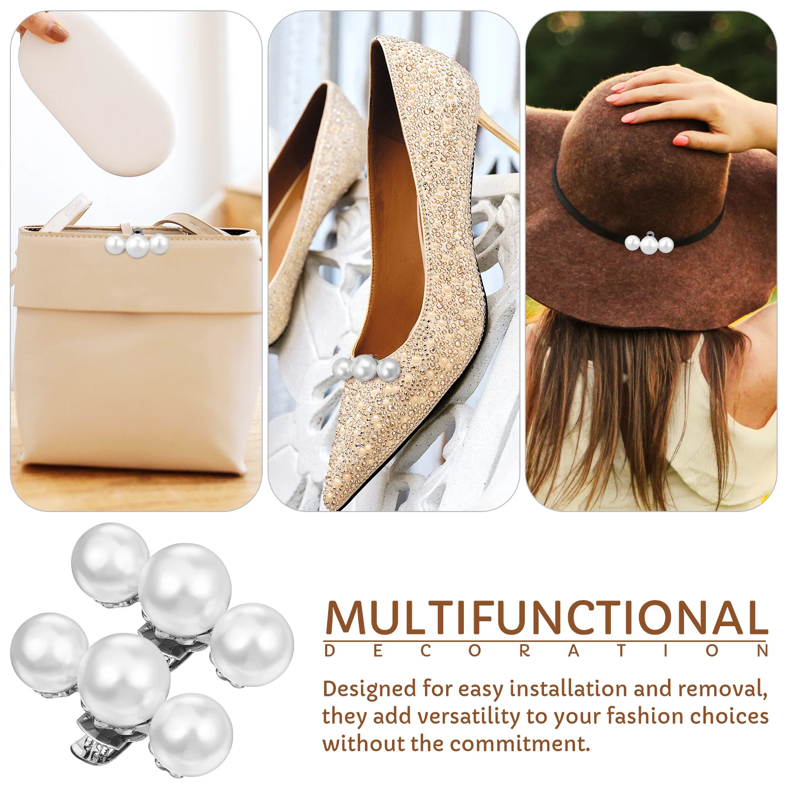 

2pcs Shoe Clips For High Heels Artificial Pearl Decorations Wedding Shoe Charms Elegant Buckle Accessories Women Pumps Flat