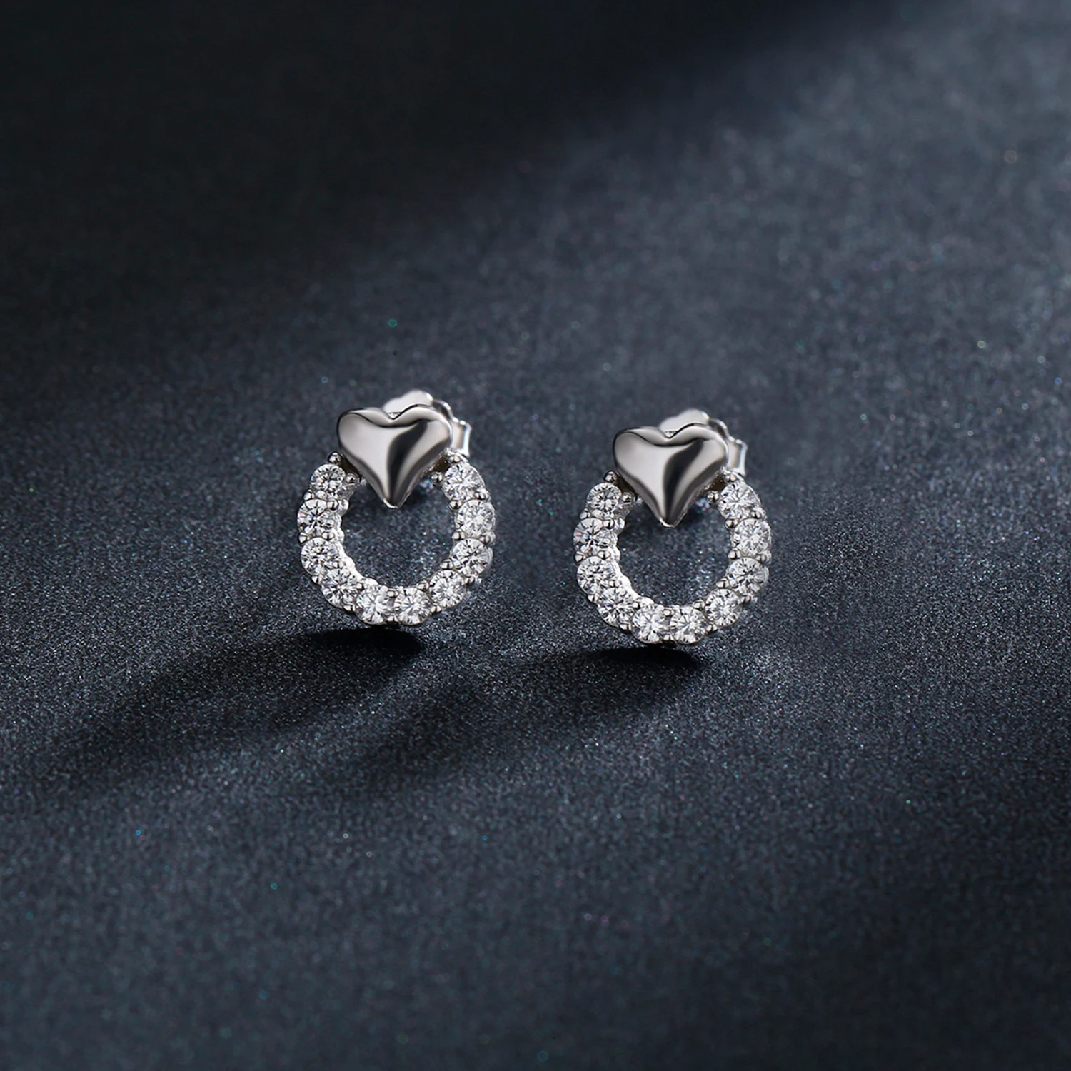 MODIAN Sweet Heart Earrings For Women 925 Sterling Silver Delicate Cubic Zirconia CZ Wedding Statement Ear Studs Fine Jewelry - view 4