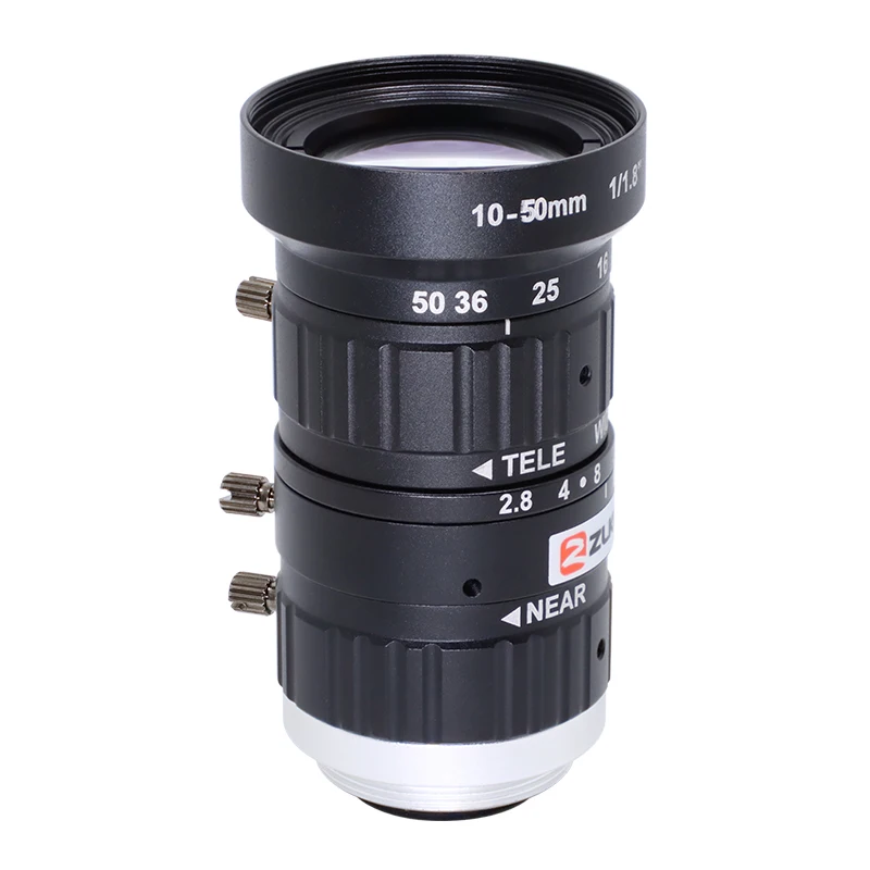 เลนส์ CCTV 1/1.8 6MP 10-50มม. HD เลนส์ปรับความยาวโฟกัสต่ำเลนส์ C-mount สำหรับกล้องเครื่องวิสัยทัศน์