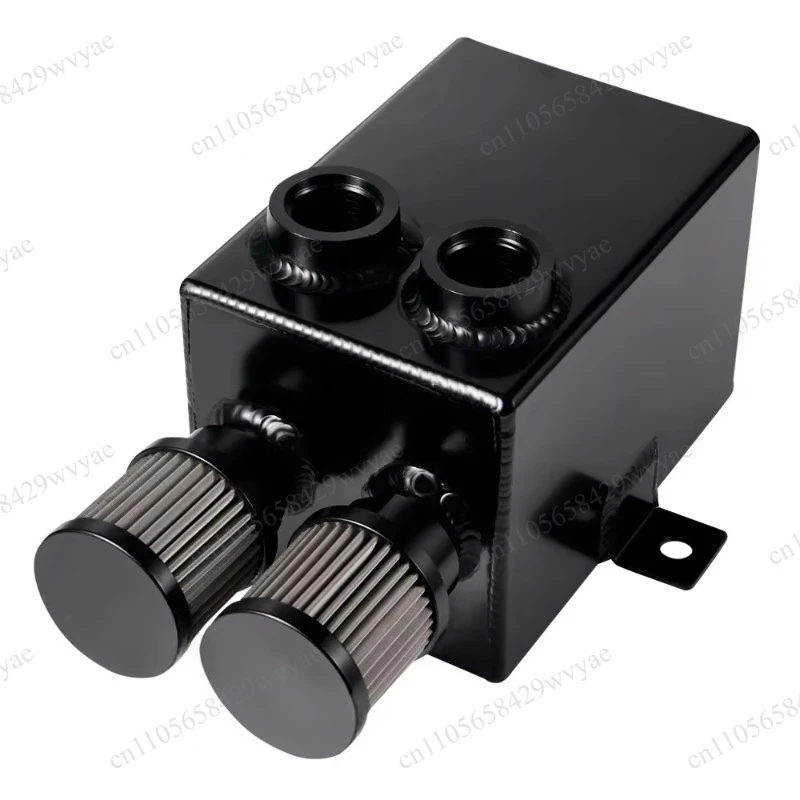 2L Aluminum Baffled Oil Catch Can with Breather Filter & Drain, Universal Oil Catch Tank