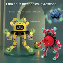 Parmak ucu sürekli değişen Gyro yüz değiştiren oyuncak ahtapot Robot dekompresyon işıldayan mekanik stres oyuncakları Fidget Spinner