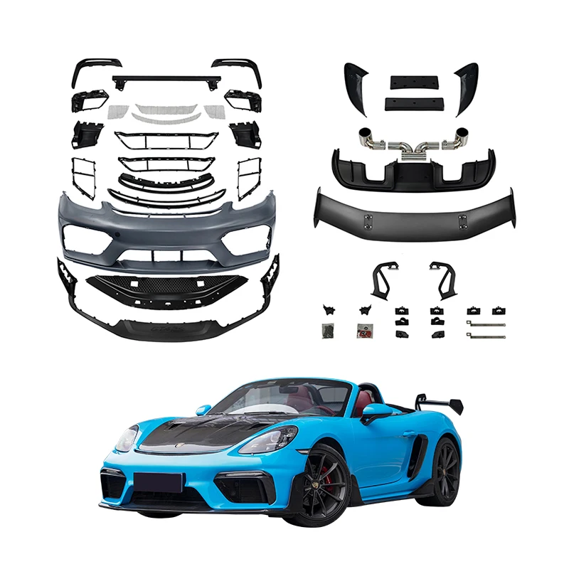 For Porsche 718 GT4 RS Style Front Bumper Body Kits  Spoiler PP Material for Porsche 2017-2023 718 982 Cayman Boxster car grille