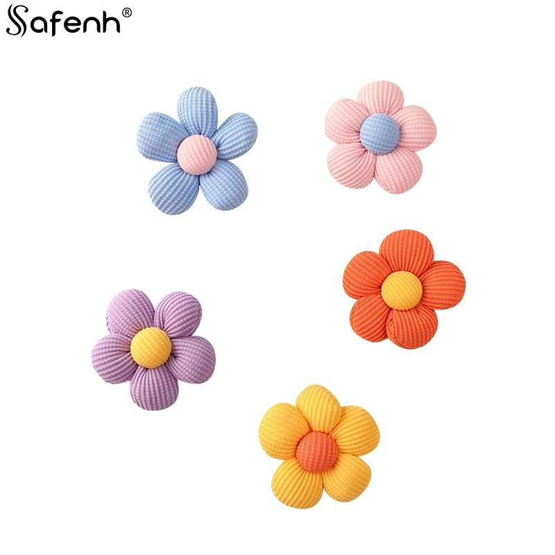 1pc Handmade Fabric Cute Color Flowers Padded Appliques For DIY Headwear Hairpin Clothing Patches Crafts Decoration Accessories