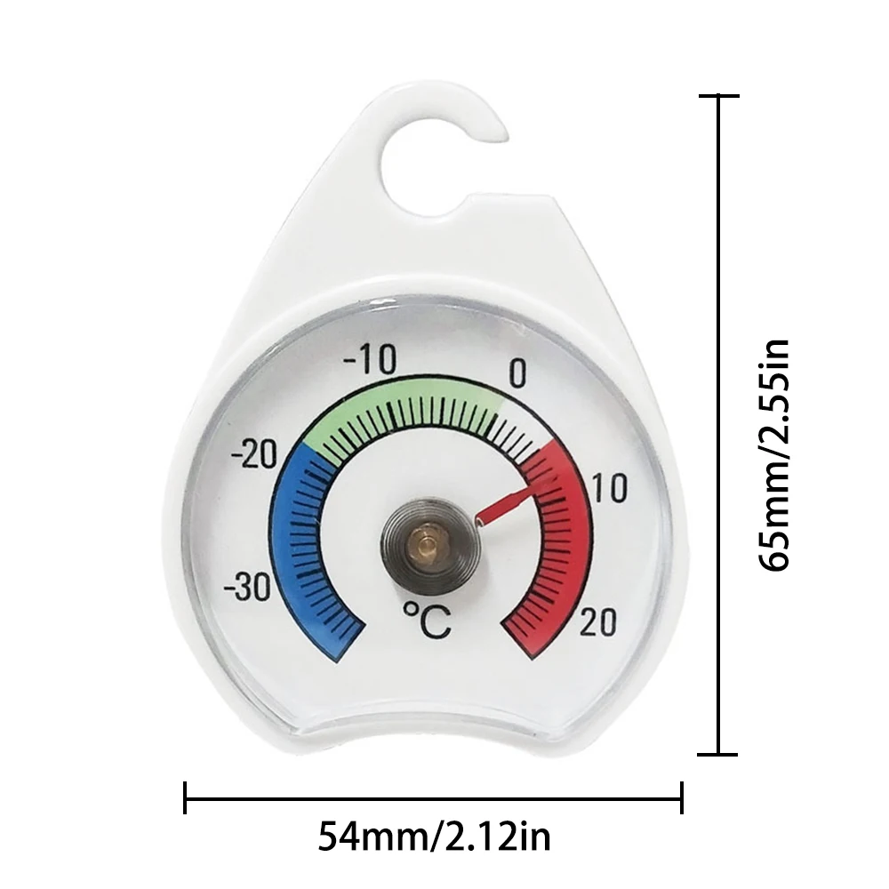 Refrigerator Freezer Thermometer Fridge Refrigeration Temperature Gauge with Hook Home Temp Measure Tool Dial Type -30 to 20°C