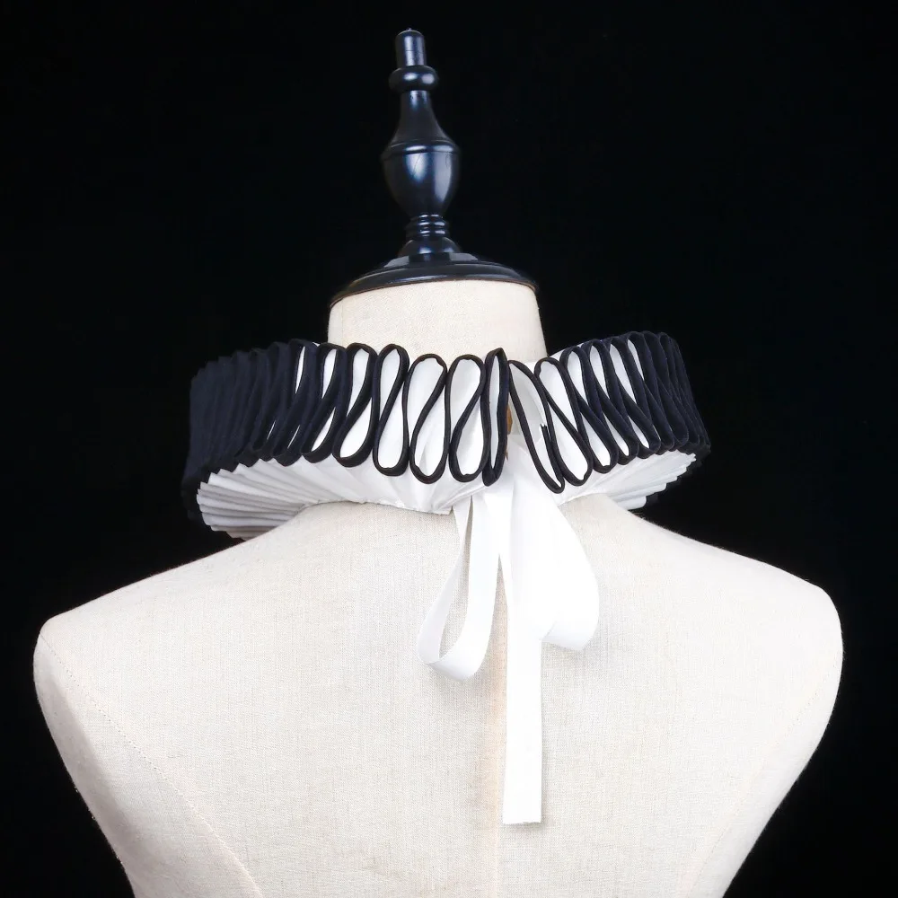 

Съемный воротник с рюшами на шее, викторианский костюм, винтажный накладной воротник в стиле Ренессанс, ретро цирковые клоуны, воротник с рюшами