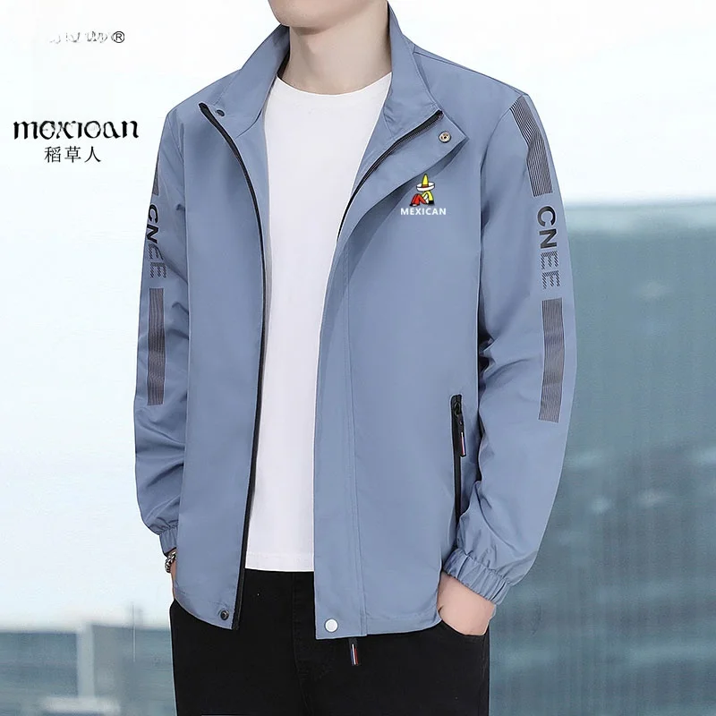 

Мужское повседневное пальто-туэт с воротником-стойкой, однотонное деловое свободное молодежное спортивное пальто из полиэфирного волокна, длинная молния све