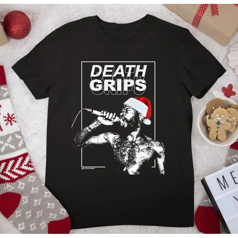 НОВАЯ классическая черная футболка с альбомом Santa Death Grips для концертов AL226