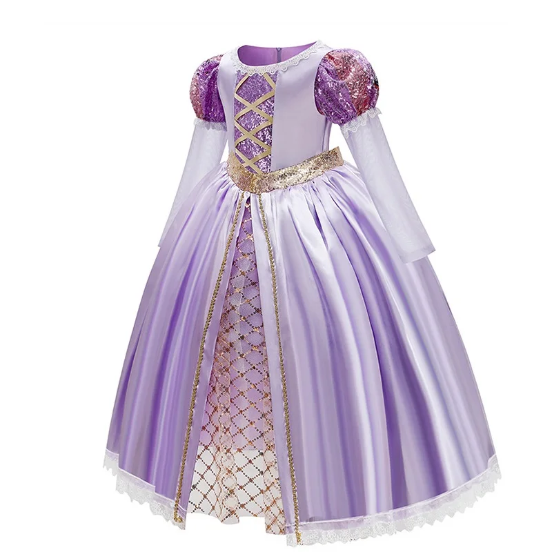 Vestido de Rapunzel para niña, disfraz enredado para fiesta de Halloween, cumpleaños, Navidad