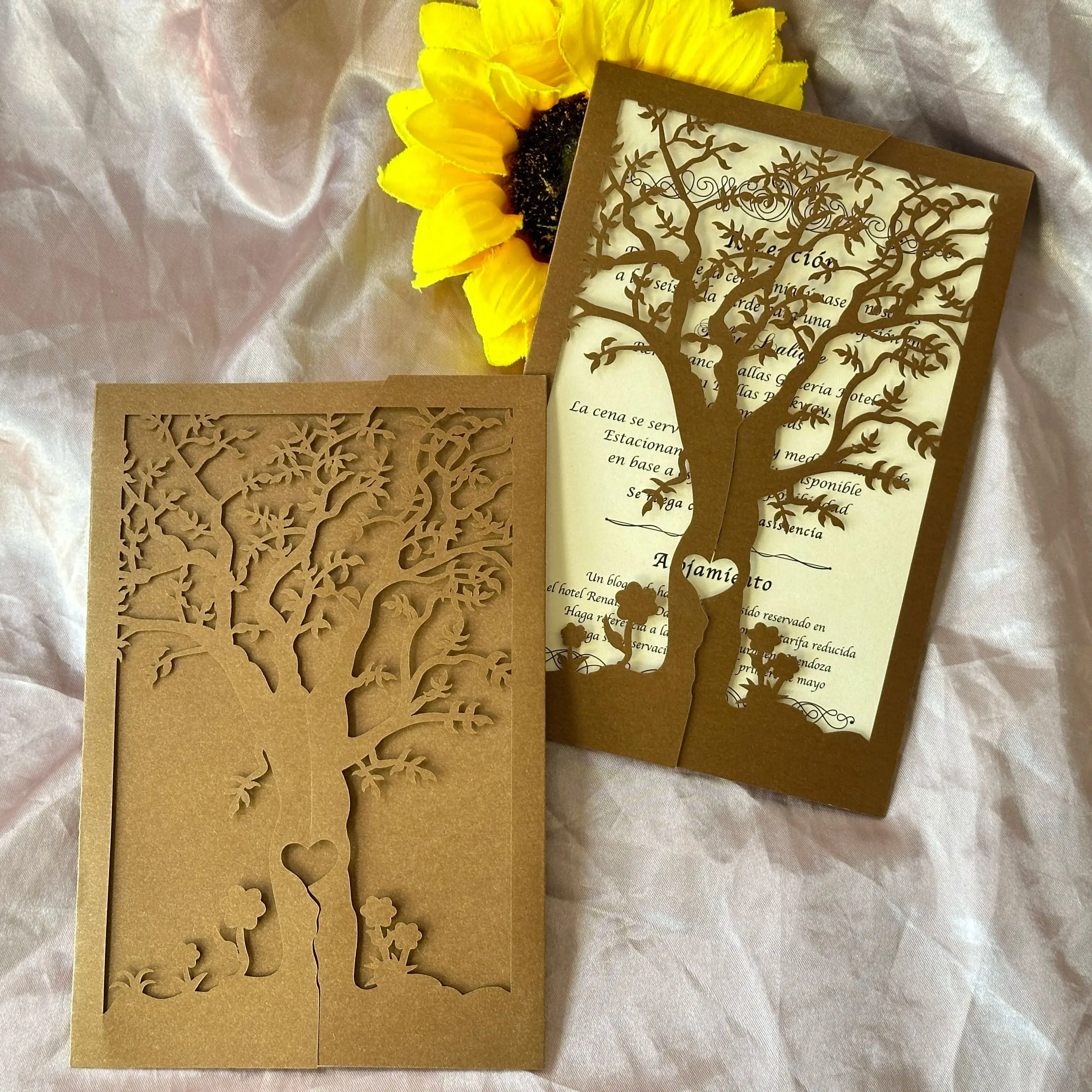 10pcs Silver Tree Laser Cut Invitation cards,Laser Cut Wedding Invitations,Elegant Birthday Card,May Colors for Party Decoration