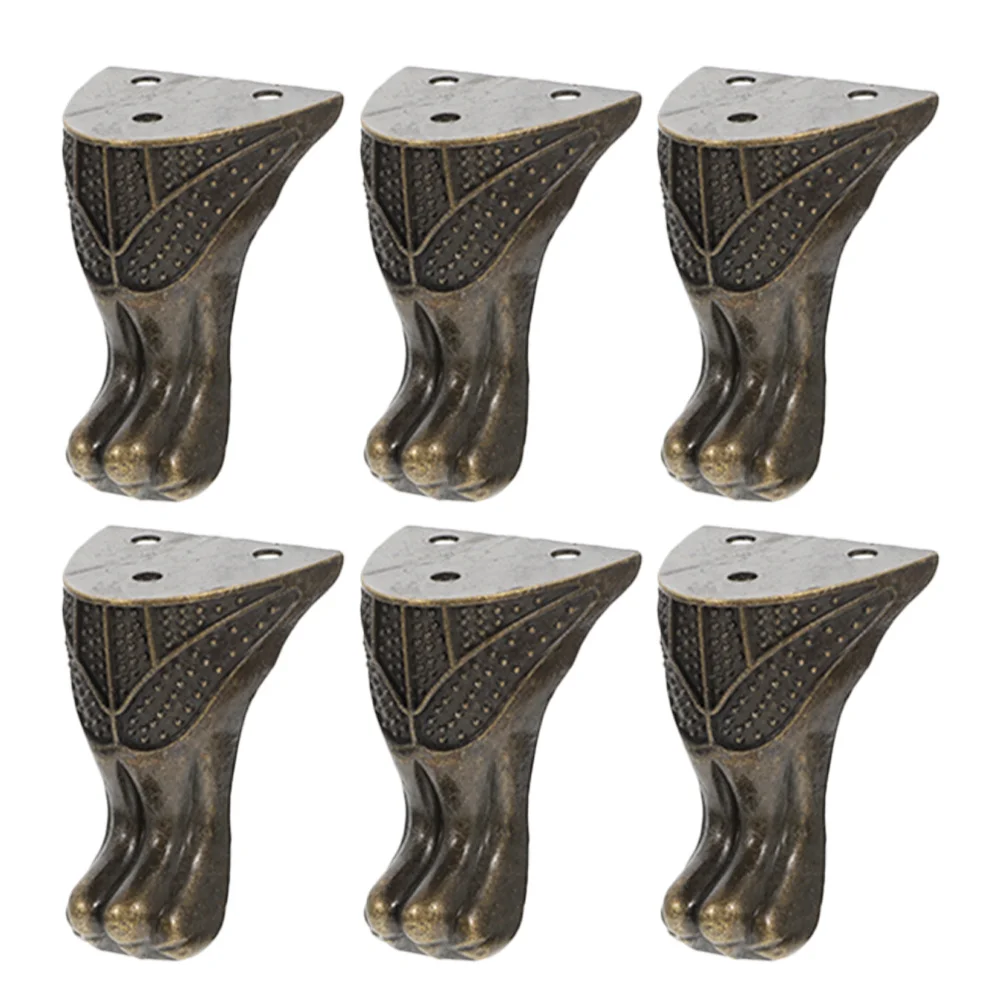 

6pcs Furniture Legs Decorative Corner Vintage Metal Support For Tables Chairs Jewelry Boxes Hardware Feet Protection Parts