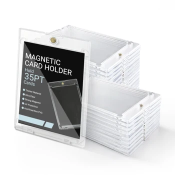 50/100PCS Magnetic Card Holder for 35PT Trading Cards,Baseball Card Protectors Hard Plastic, Display Case for Collectible Cards