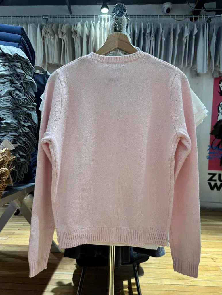 Pink Sweet Knitted Sweater Cardigan Spring O-Neck Single Breasted Cotton Knitwear Casual Simple All-match Sweaters Coat Y2k Top