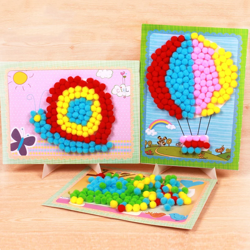 2~4PCS Fur Ball Painting Household Handmade Cute Cartoon Drawing DIY Handicrafts Desktop Wall Decoration Various Patterns TMZ