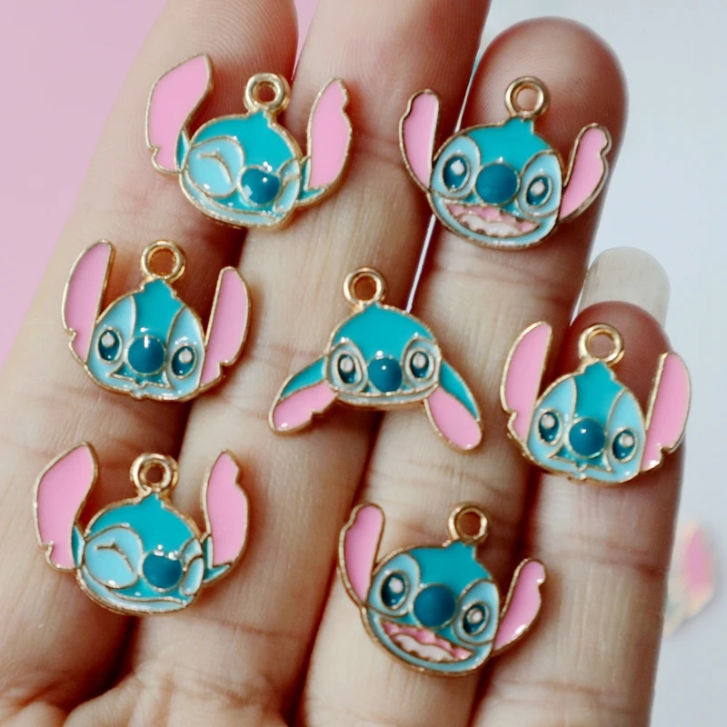 10pcs Stitching Head Alloy Enamel Charm Mini Fashion Shiny Metal Pendant DIY Bracelet Necklace Earring Jewelry Keyring Accessory