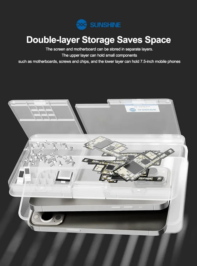 SUNSHINE SS-001A Pro Multi-function Mobile Phone Motherboard Storage Box for Mobile Phone Repair Accessories Parts Storage