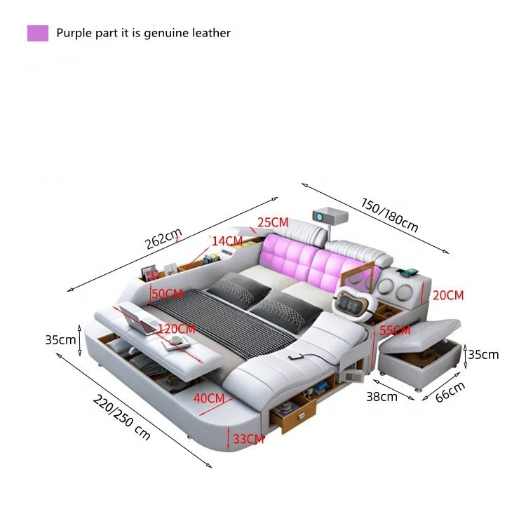 New Fashion Modern Bedroom Furniture Massage Bed Sets Multi Function King Size Bed Sets