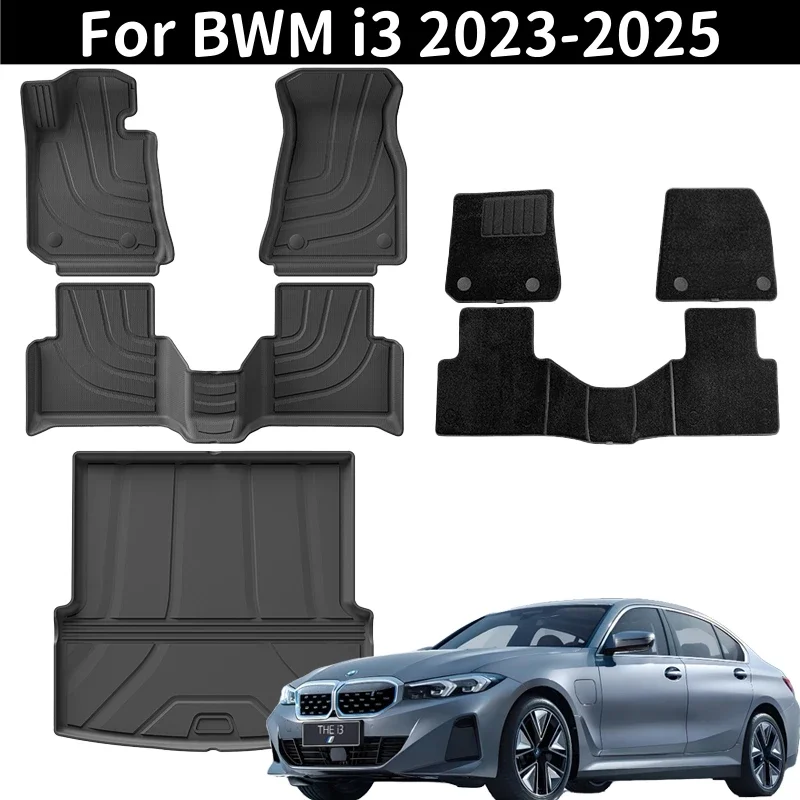 

For BWM i3 2023 2024 2025 TPE Floor Mats & Trunk Mat, All Weather Floor Liners Backrest Mats TPE Heavy Duty Pad