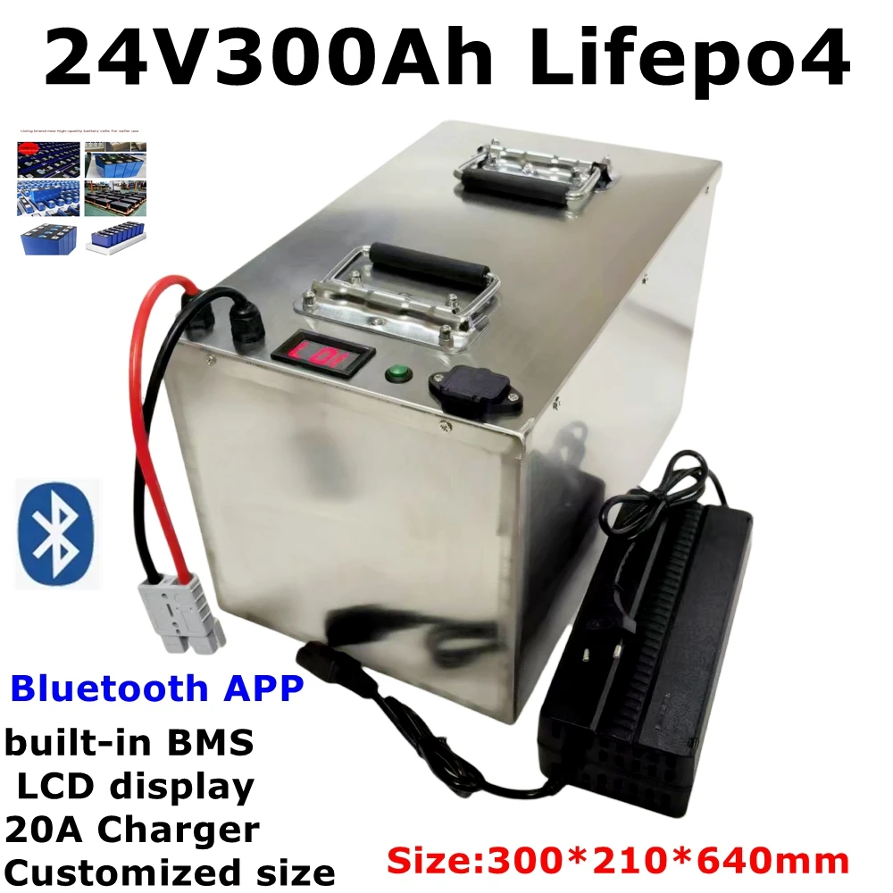 

HX-Lifepo4 24v 100ah 120ah 150ah battery with 100A BMS for electric fishing boat solar panel 24V 2000W inverter +10A Charger.