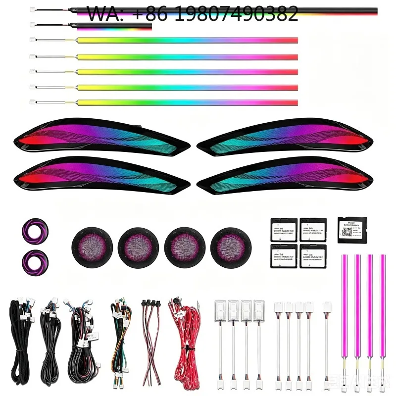 Long Wheelbase G12 Dynamic 64 Color LED Atmosphere Lamp, Interior Ambient Strip Fit 2016-2022 Luxury Sedan Air Vent Upgrade Part