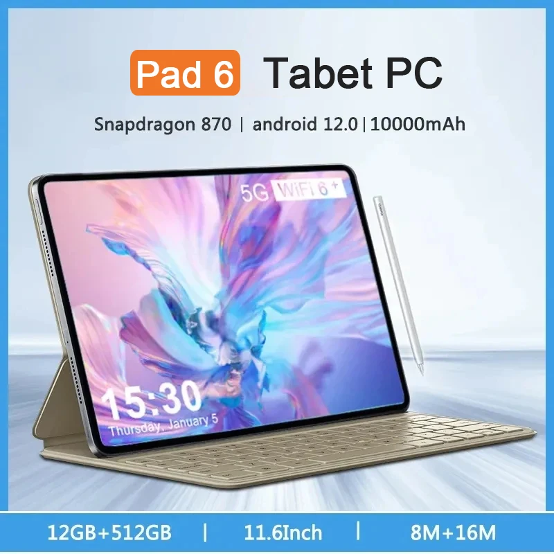 

Newest Original Global Tablet Pad 6 Pro Tablet Android 12 Snapdragon 870 Octa Core 11 Inch Tablets PC 512GB 1024GB 5G WIFI Pad 6