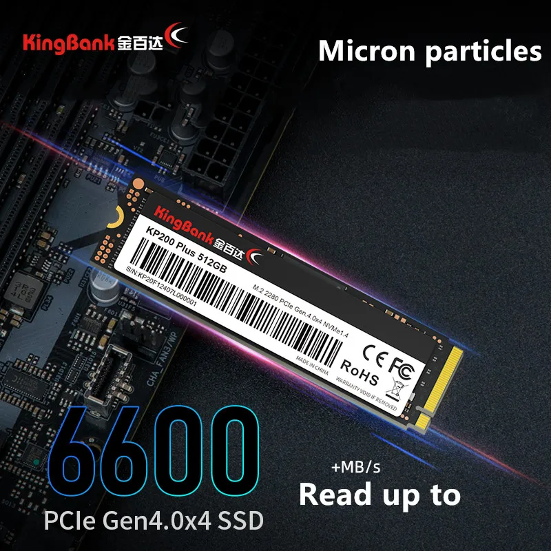 KINGBANK SSD KP200 Plus 512GB NVMe M.2 Interface PCIe 4.0x4 micron Granular Solid State Drive