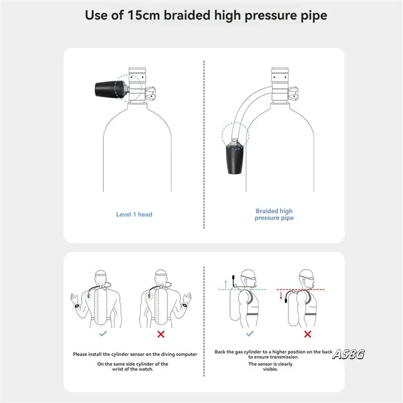 

2X Diving High Pressure Regulator Hose Professional Woven Flexible Safe Scuba Diving High Pressure Hose 15Cm