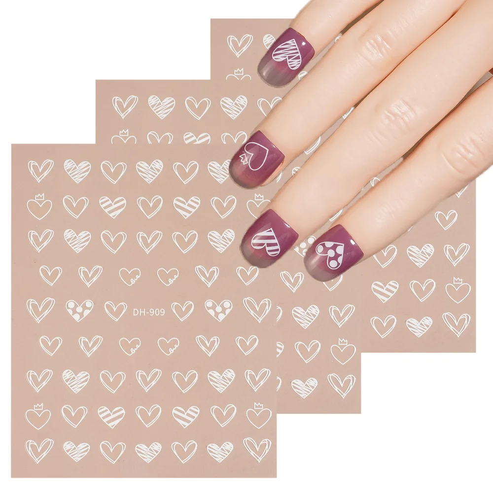

1/5/10pcs 3D Flat Heart Nail Stickers Sweet Cute Nail Art Decoration Stickers Women DIY Self Adhesive Manicure Decoration Decals