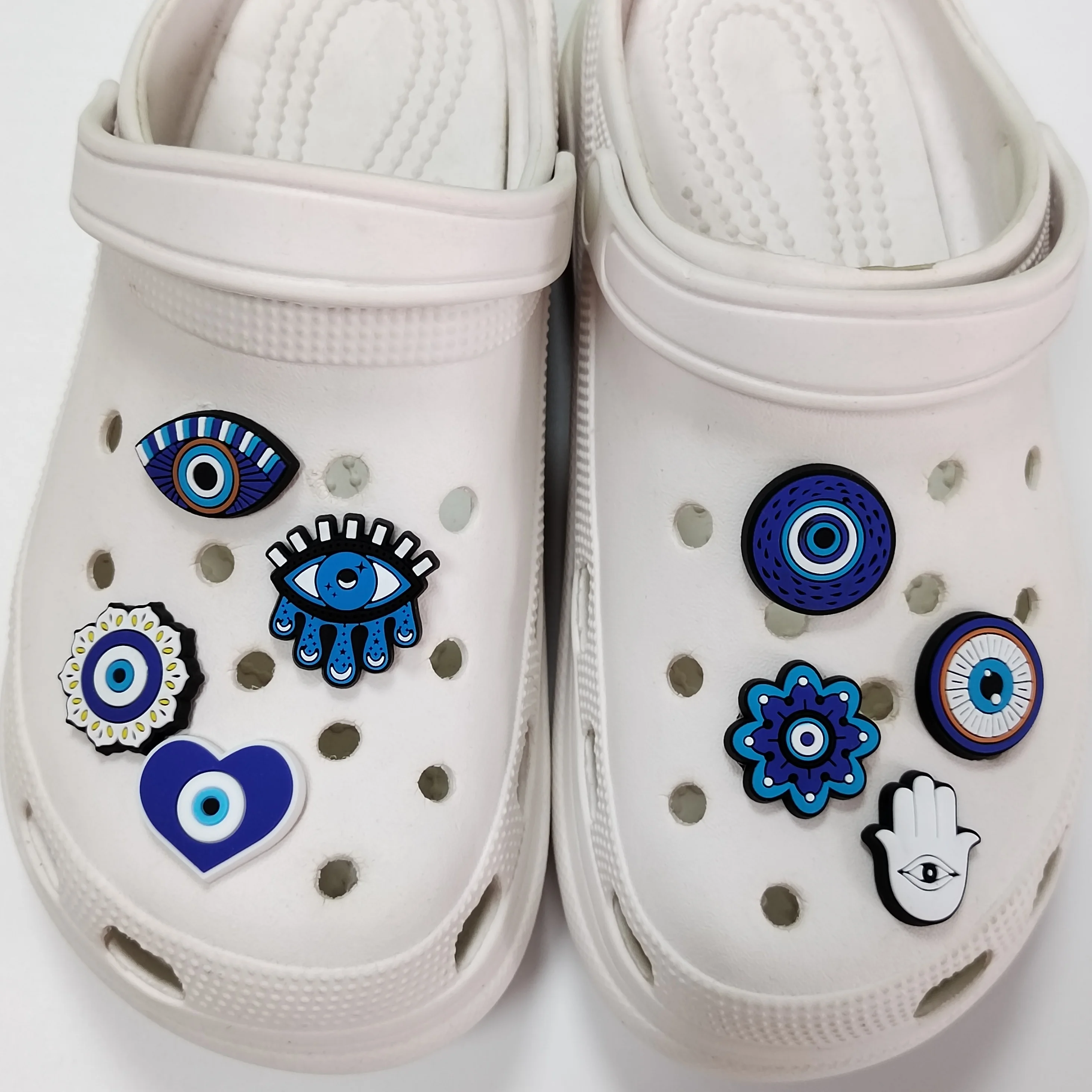 8 Pieces Cartoon Evil Eye Theme Accessories Set for Shoes, Bags, Wristbands, and Decorations, Removable Creative DIY Accessories image 4