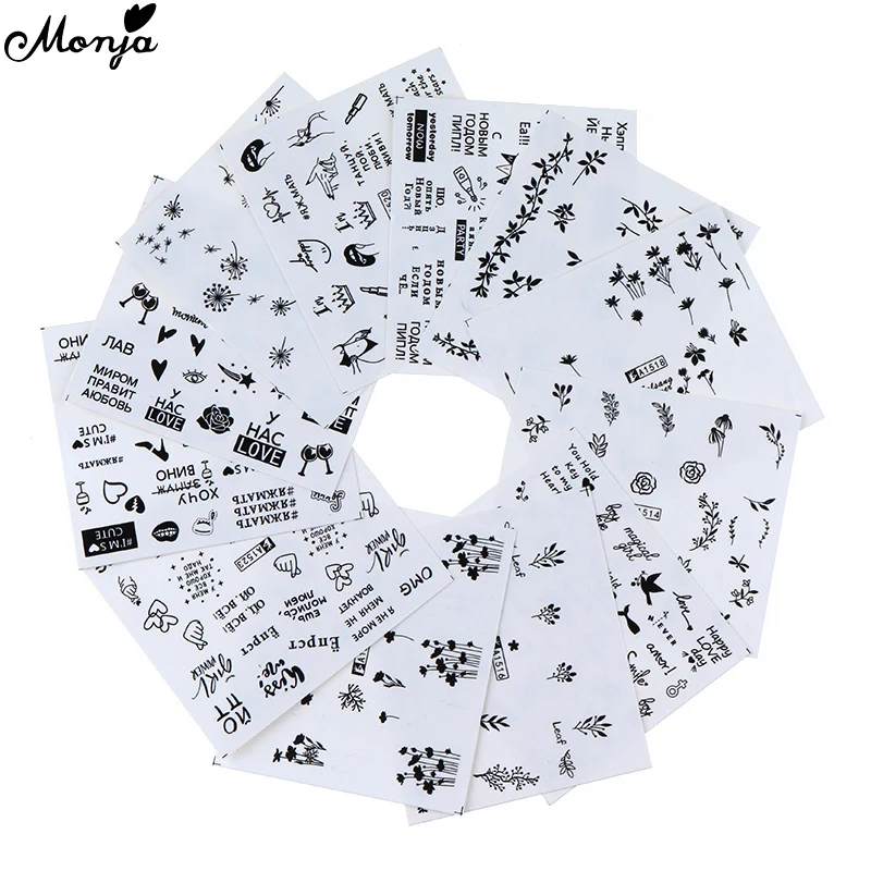 5/10/15SETS Popular 3D Nail Sticker English Letter Stickers Flower Nail Sticker Designs Manicure Transfer Watermark Decal