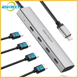 RSHTECH USB C Hub USB 3,1/3,2 Gen2 Hub 10Gbps 4 puertos USB C divisor portátil de aluminio USB tipo C a USB C adaptador para MacBook