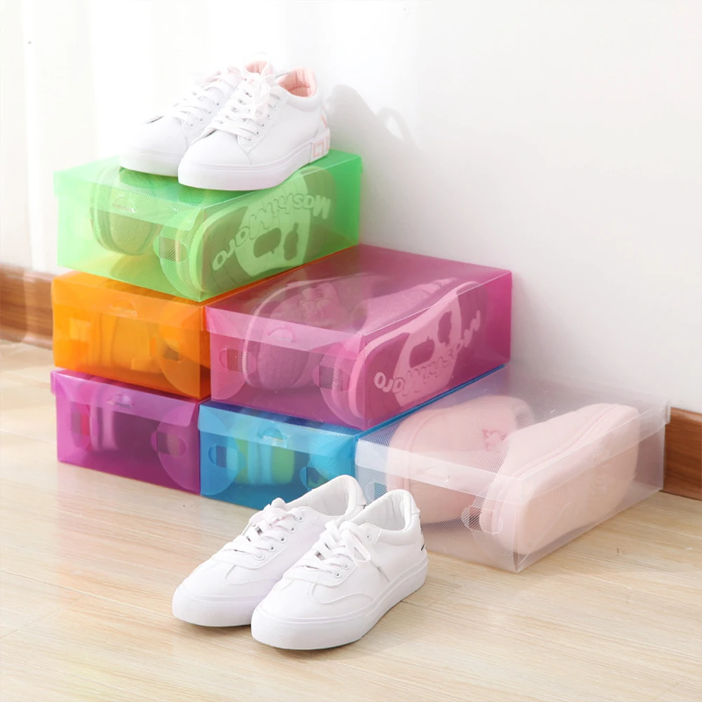 

6pcs Flip Top Shoe Box 28X18X10Cm Thickened Clear Plastic Shoes Storage Container For Home Closet Organization Shoe Case