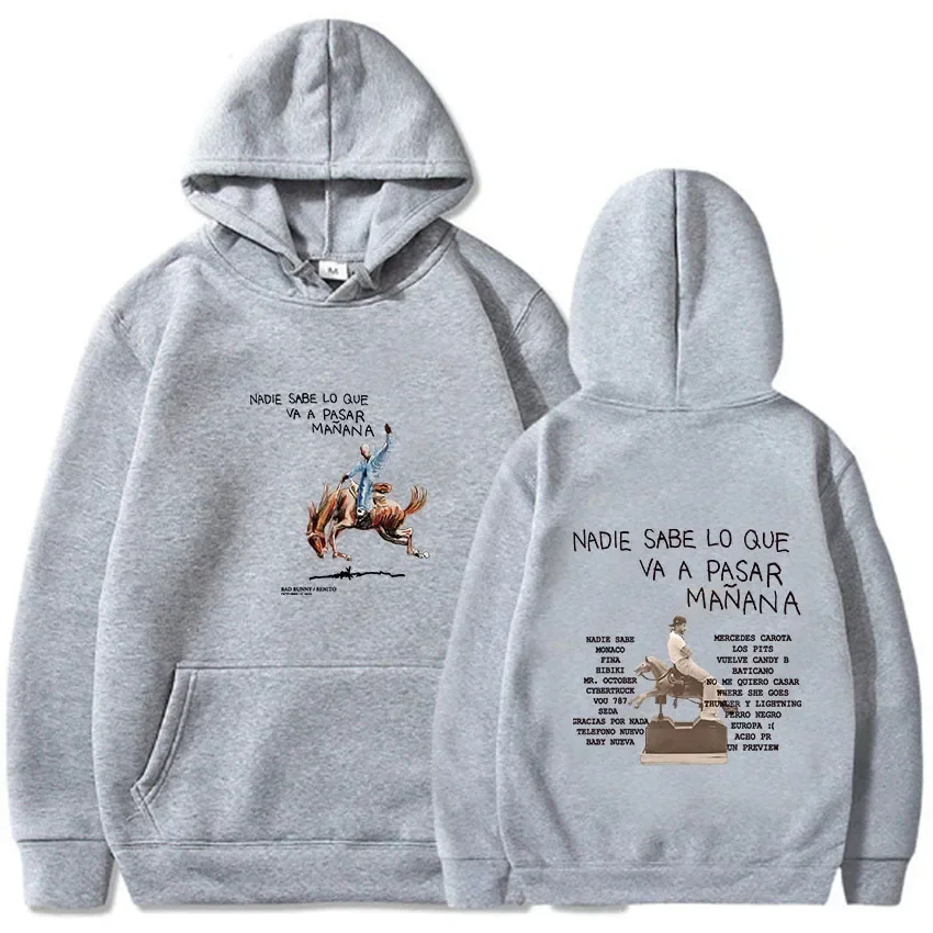 Bad Bunny New Album Nadie Sabe Lo Que Va Pasar Manana Hot Sale Warm Men Sweatshirts High Quality Cartoon Anime Casual Pullovers