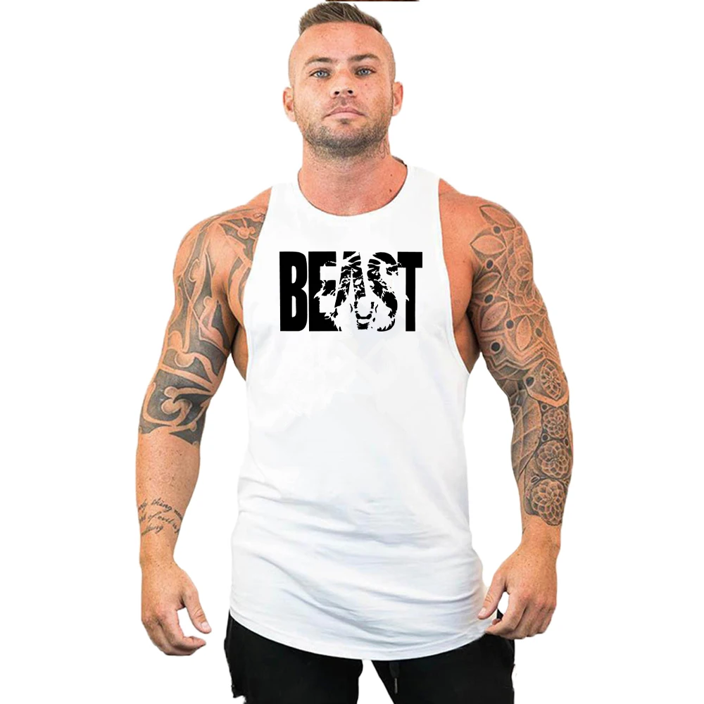 Bodybuilding Bloody Printed Cotton Mens Tank Tops Fitness Stringer shoulder strap gym vest Running Sportwear Tee shirt