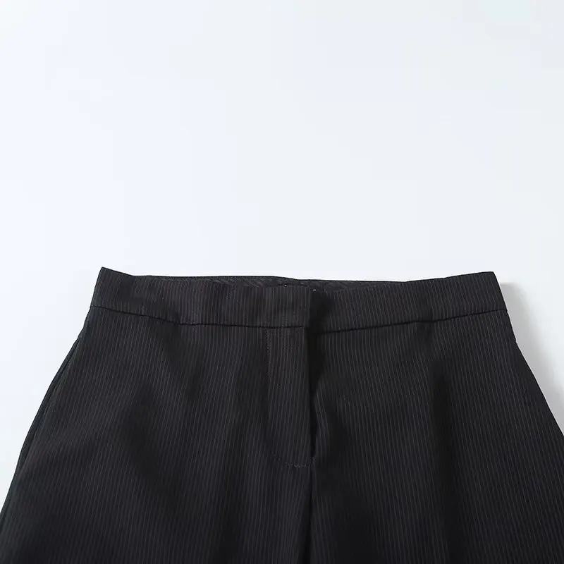 ชุดเซ็ตสองชิ้นสไตล์ฝรั่งเศสใหม่จาก Jenny&Dave กางเกงแฟชั่นผู้หญิง เสื้อเบลเซอร์แขนลายทางสไตล์เรโทร เสื้อกั๊กทรงตรงเอวสูง