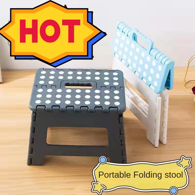 Plastic Stool Portable Dot Folding Chair Adult High Stool Bathroom Home Children Small Bench